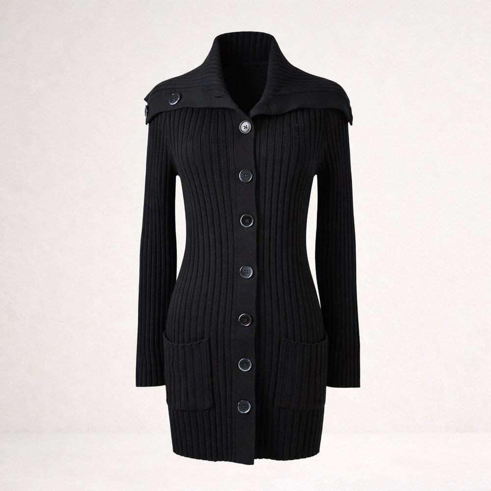 Banana Republic Black Italian Wool Blend Ribbed Cardigan Shawl Collar Small